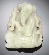 18th Century A pale celadon jade carving of Shoulao